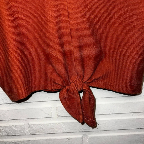 Madewell Texture & Thread Orange Cotton Tie-Front Top, Women’s Size Small - Picture 8 of 8
